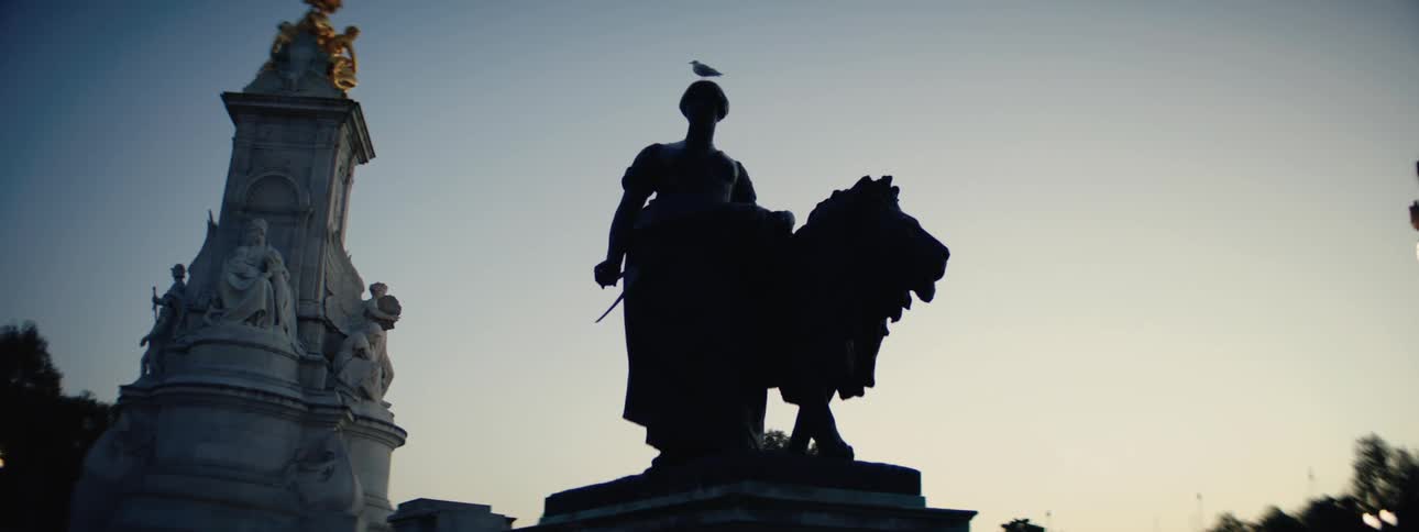 Statue of a warrior on a horse in a square