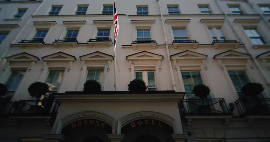 Urban building with the flag of great britain