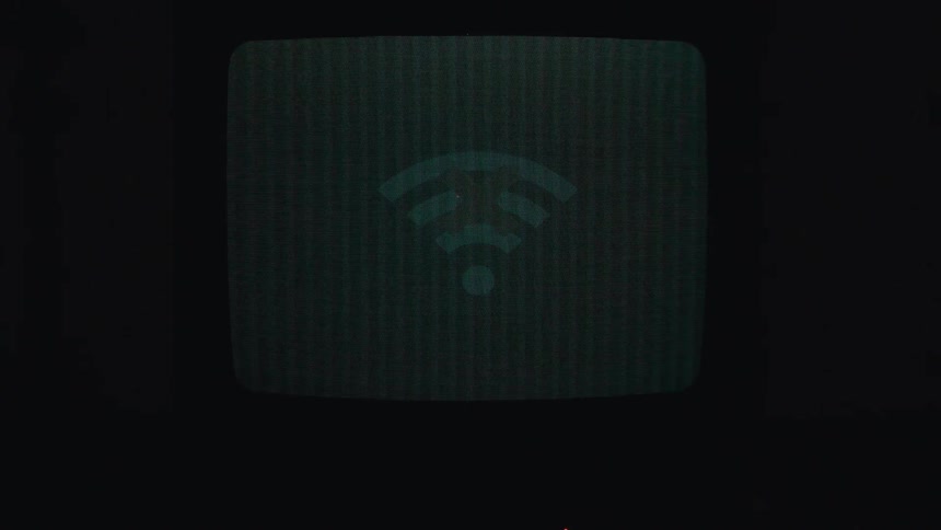 Television screen showing a no wifi symbol