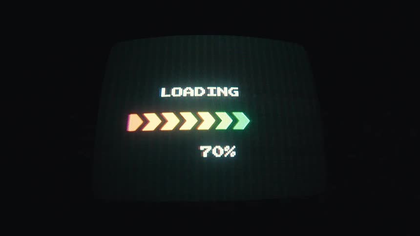 Close up of a digital screen loading