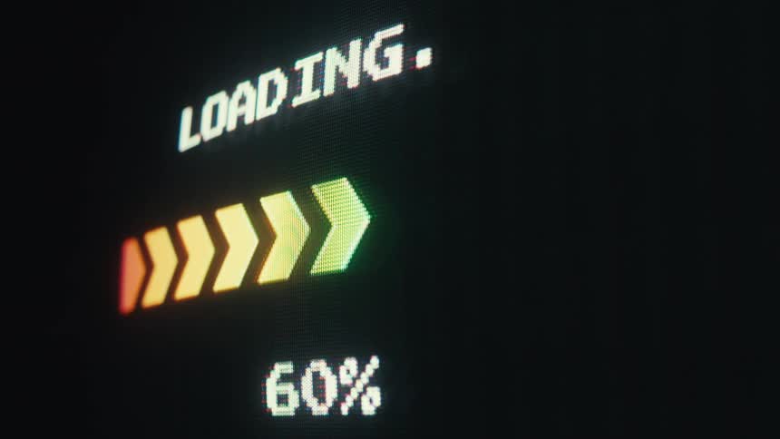 Close up of a screen loading to 100