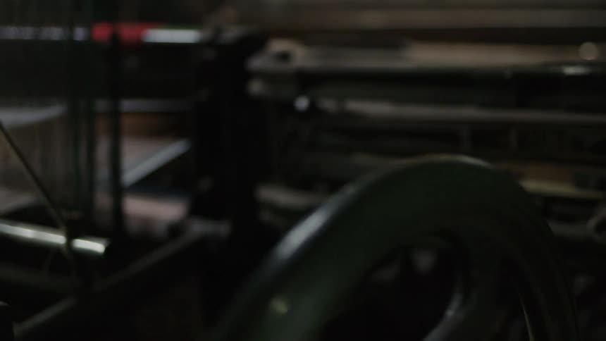 A close up clip of a weaving machine