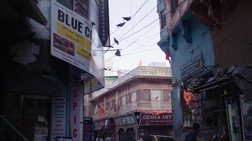 Underdeveloped country with commerce and pedestrians