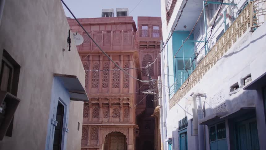 Alley with classic and colorful houses