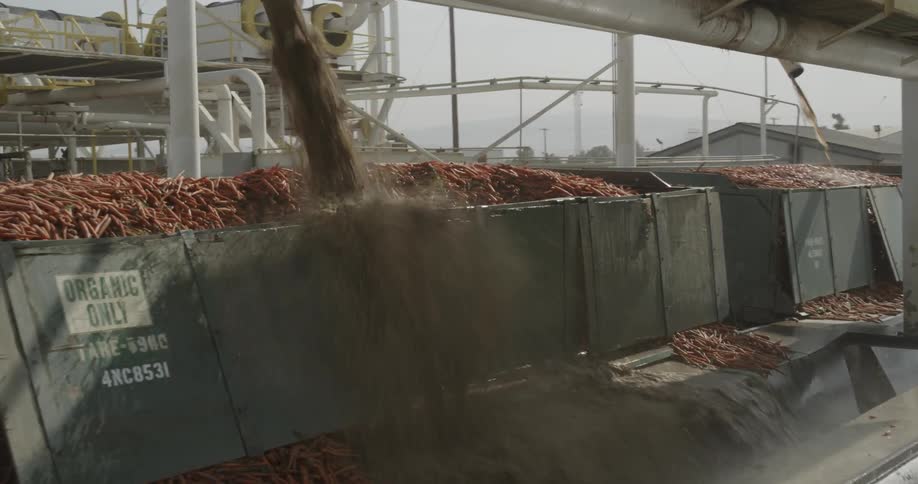Produce is being pushed out the back of a truck by water