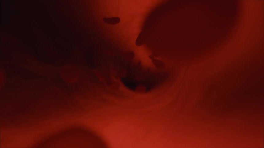 A microscopic view of red blood cells moving through a blood vessel