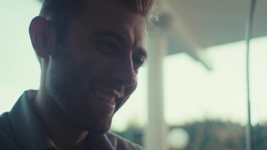 Portrait of a happy man talking