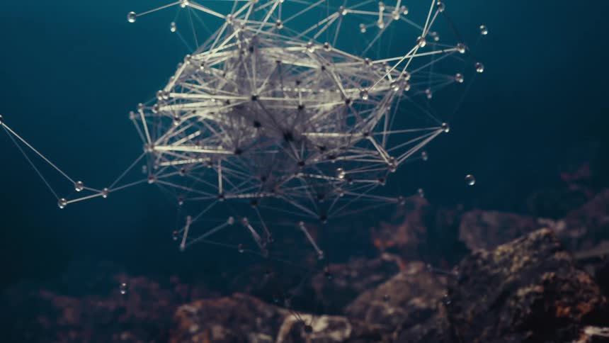 Interconnected line object with dots floating