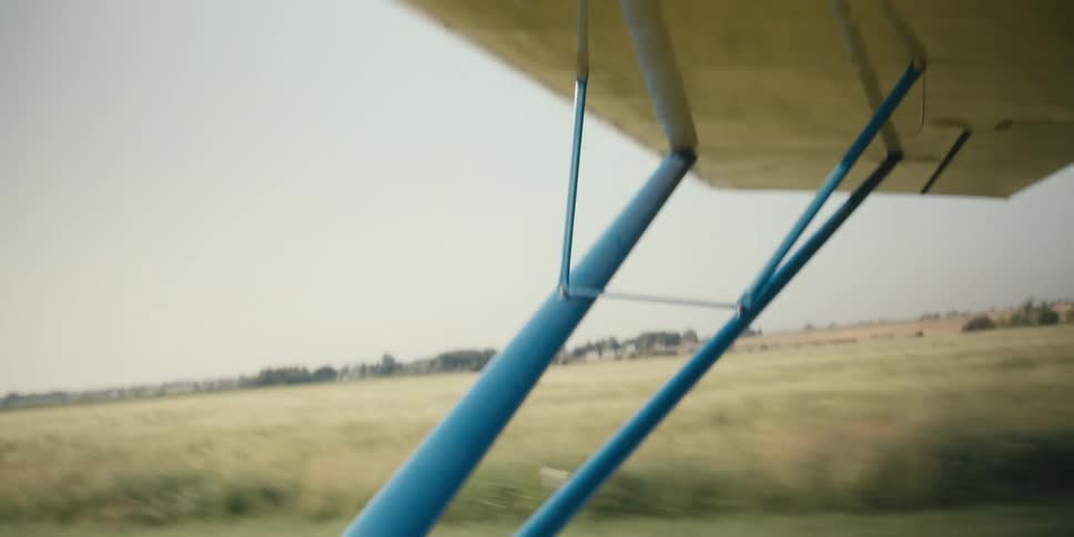 A plane runs along a grassy runway