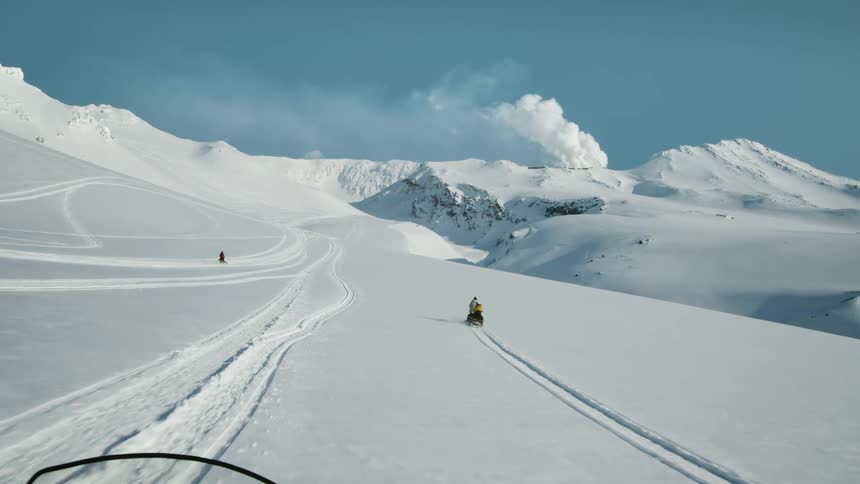 A clip of people riding in the arctic