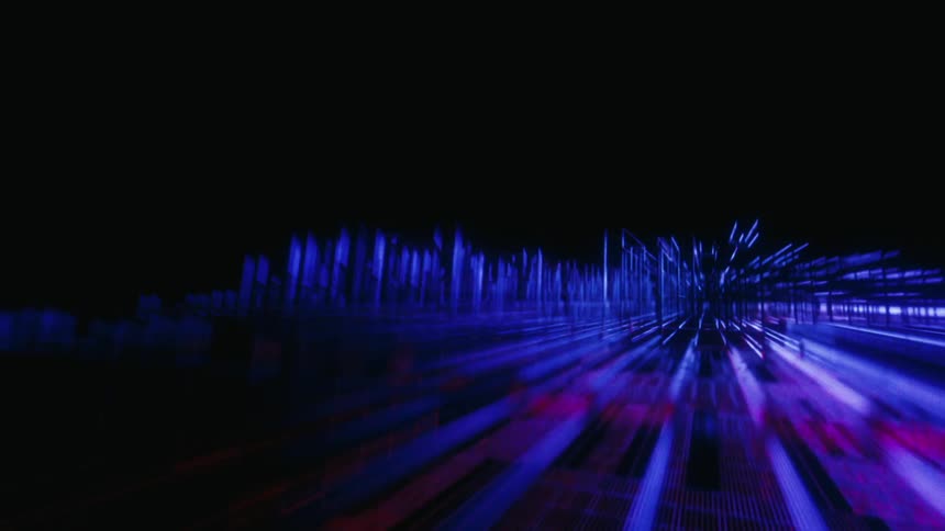 Lines and shapes glow in the digital art