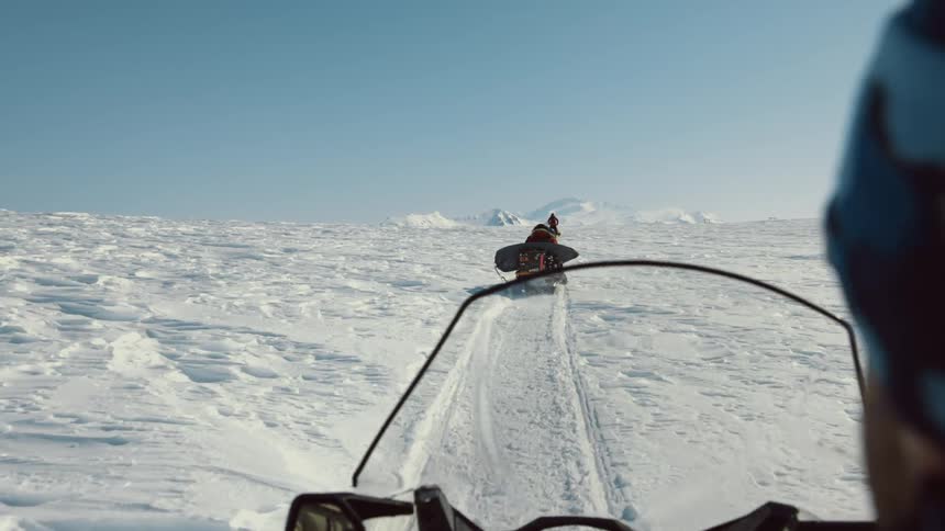 A clip of people racing in the arctic