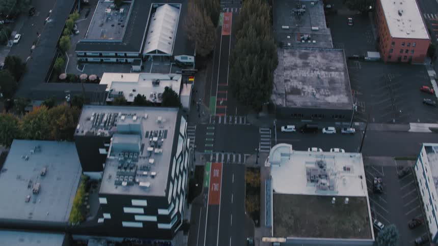 An aerial view of a city