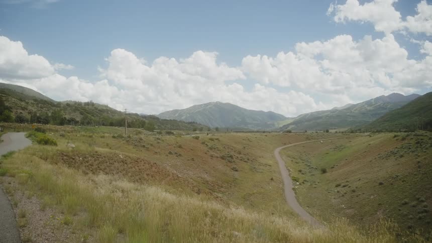 A trail runs through the hills