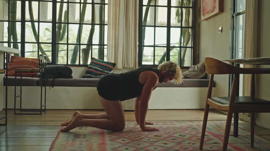A clip of a person stretching
