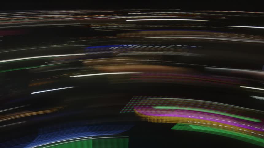 Motion view of blurred lights at night