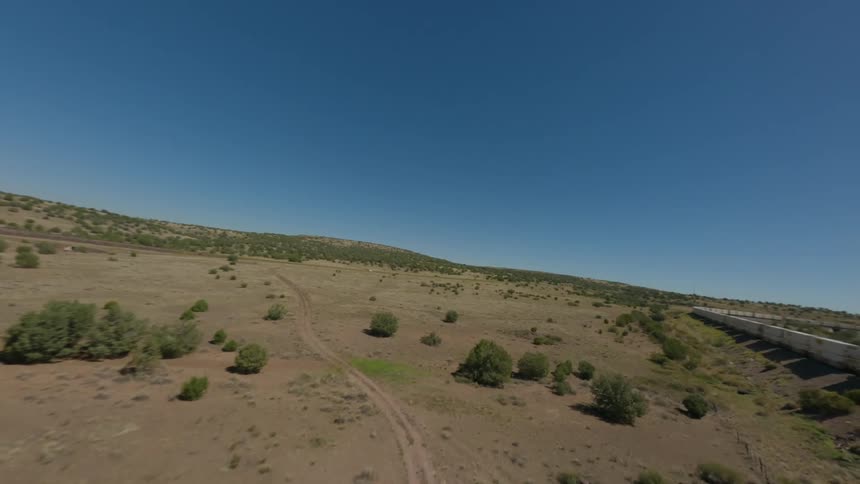 A long line of cargo trains are traveling on the tracks