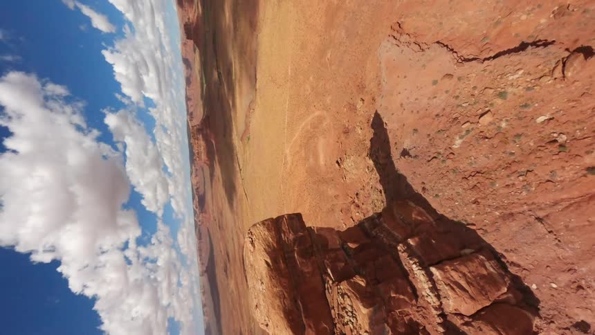 Aerial panorama of rocks with geological formations of canyons