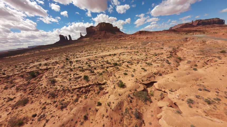 Red sandstone formations and buttes in the monument valley desert