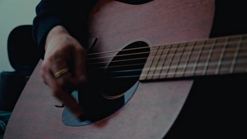Hand of a man playing guitar