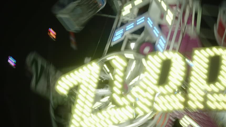 A night clip of a roller coaster
