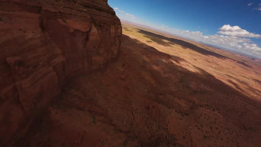Aerial view of canyons and sinkholes with geological formations