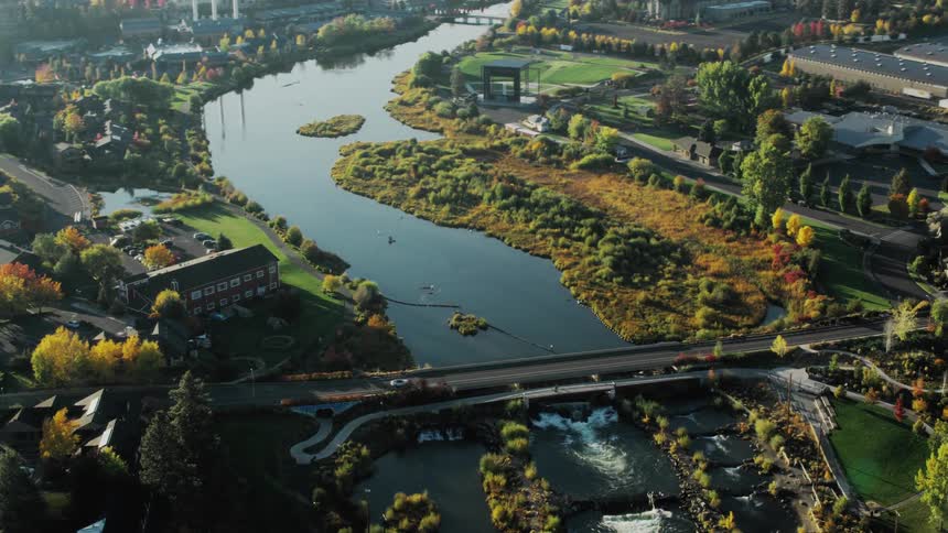 An aerial clip of a city