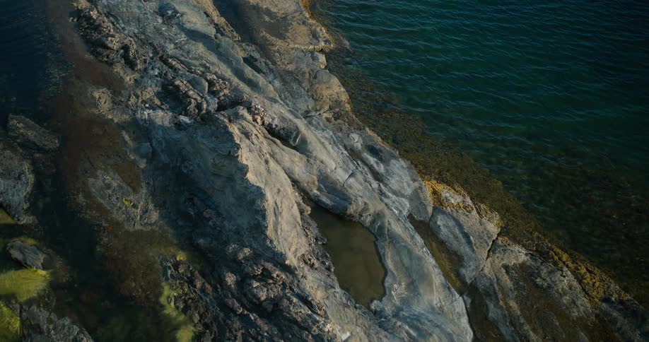 An aerial clip of a coastal area