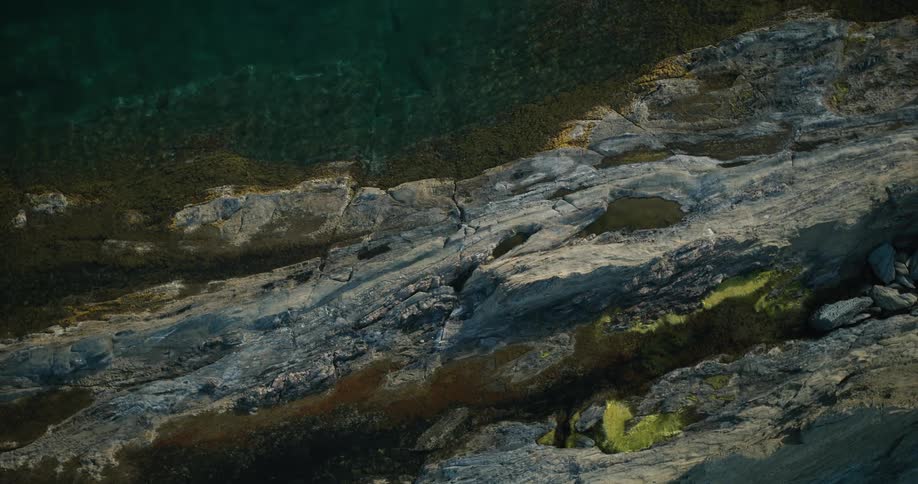 An aerial clip of a coastal area