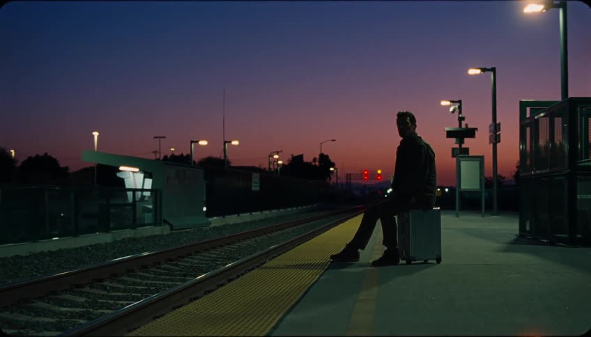 A man waits for a train