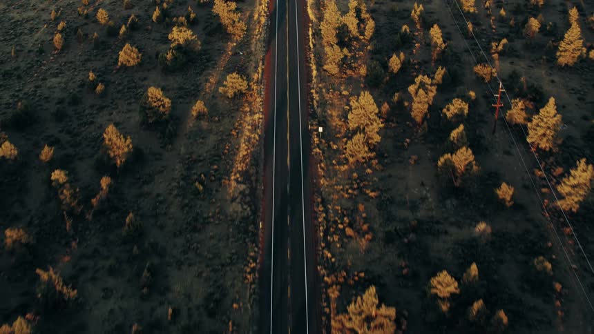 An aerial view of a road