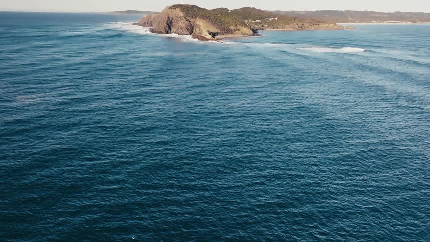A large land mass sticking out into the ocean