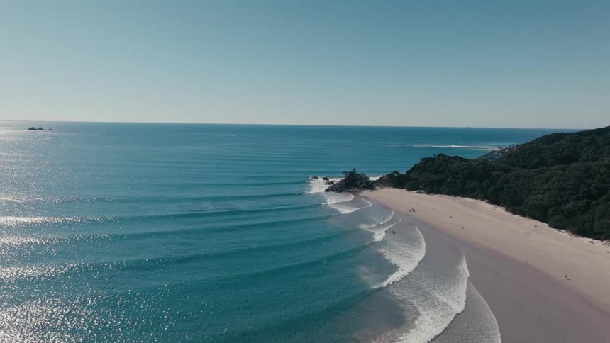 Waves wash up along the shore