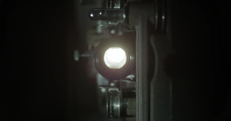 Intense light from an old projector going out