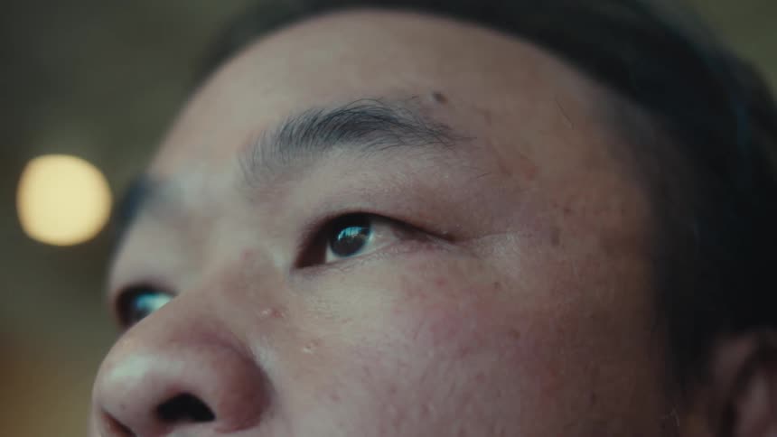 Close up of the eyes of an asian man