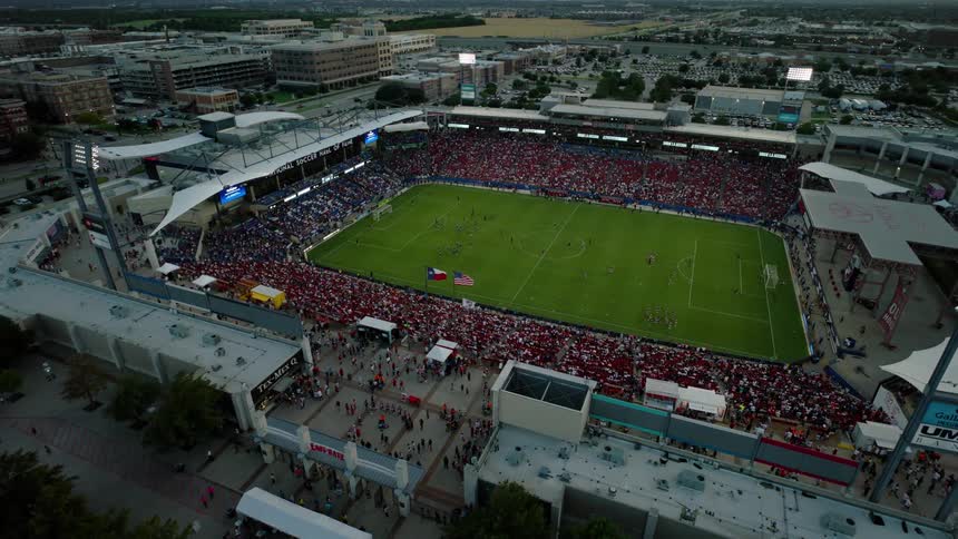 Soccer fans fill the stadium during a soccer game in texas