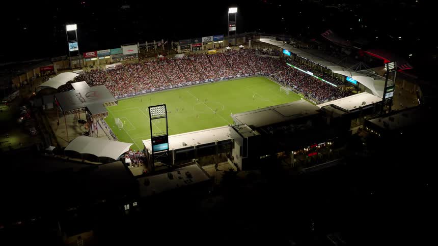 An aerial clip of a stadium