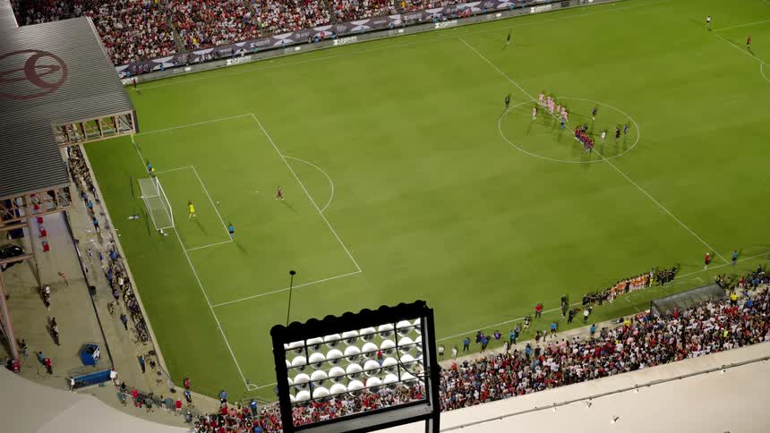 An aerial clip of a football match