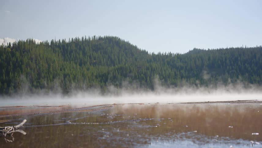 A clip of a hot river close to the mountain