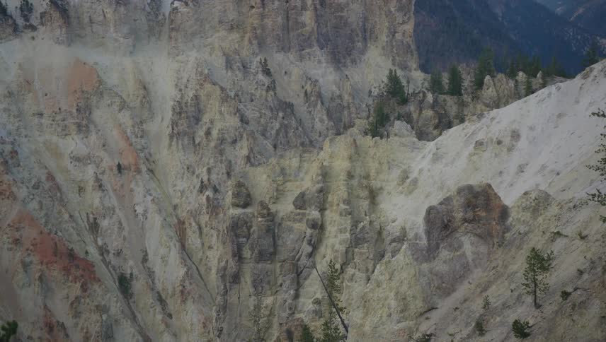 Rocky barren canyon with few trees