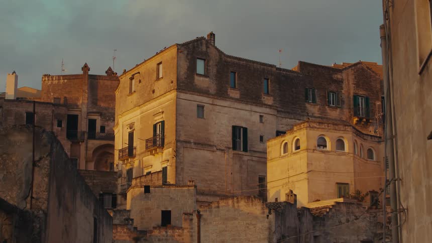 Historic city with classical buildings on a cloudy day
