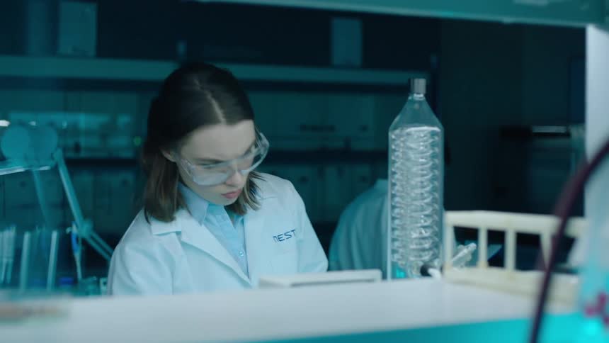 Two young women working in a laboratory