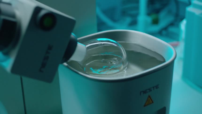 Close up of equipment in operation in a laboratory