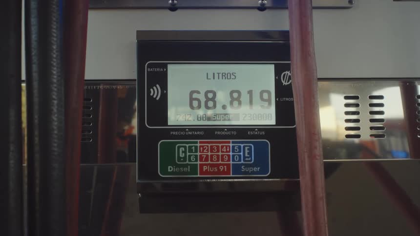 Close up of liter numbers on a gas pump