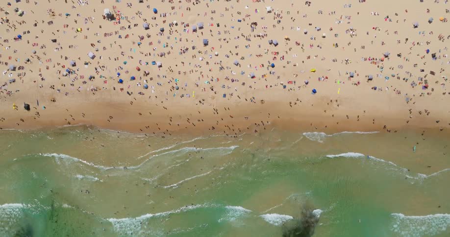 An aerial clip of a beach side