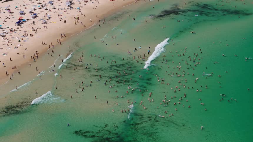 An aerial clip of the beach