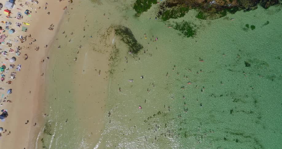 An aerial clip of a beach side