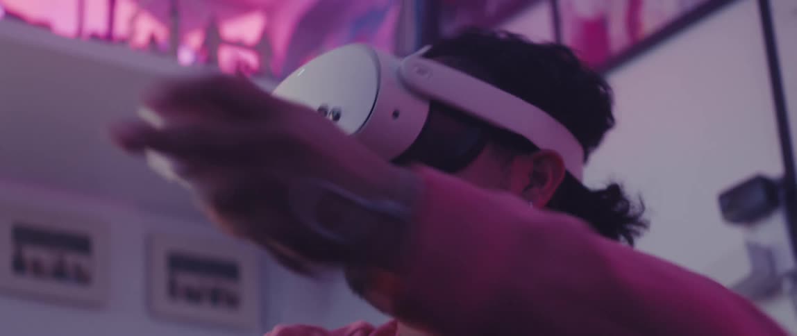 Man using a vr headset in an indoor space