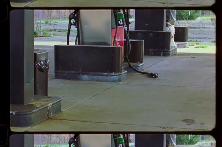 A pump at the gas station is on the ground