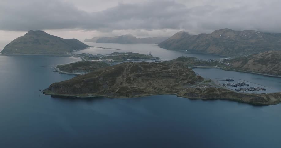 An aerial view of Alaskan town